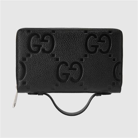 gucci leather document holder|Jumbo GG travel document case in black leather .